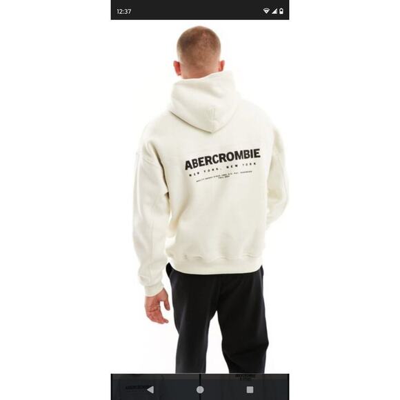 abercrombie fitch Logo Hoodie cream mens dictionary definition Abercrombie - Picture 2 of 14